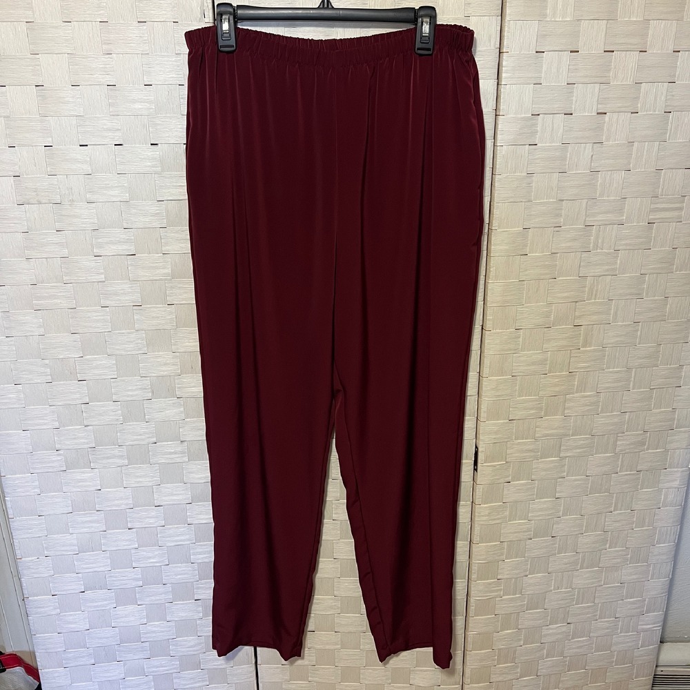 Silver Threads Elastic Waist Pants Relaxed Fit‎ Casual Maroon Size L